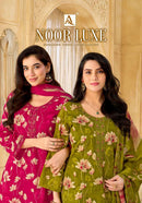 Alok Suits Noor Luxe Cotton Foil Print Designer Embroidered Suit