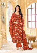 Alok Suits Noor Luxe Cotton Foil Print Designer Embroidered Suit