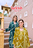 Alok Suits Turkish Edition 16 Viscose Rayon Printed Fancy Work Suit Set