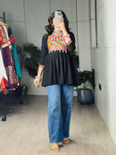 Bandhani Palace Madhurya Gamthi Work Short Kurti