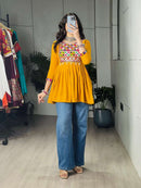Bandhani Palace Madhurya Gamthi Work Short Kurti