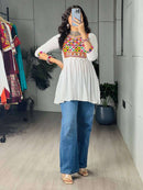 Bandhani Palace Madhurya Gamthi Work Short Kurti