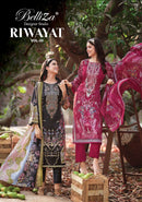 Belliza Designer Studio Riwayat Vol 20 Viscose Digital Print Embroidered Suit
