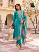 Blue Hills Cherry Designer Chanderi Silk Foil Printed Suit Set