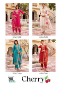 Blue Hills Cherry Designer Chanderi Silk Foil Printed Suit Set