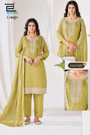 Blue Hills Congo Silk Premium Fancy Work Kurta Pant Dupatta Set