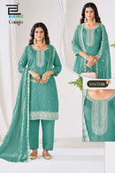 Blue Hills Congo Silk Premium Fancy Work Kurta Pant Dupatta Set
