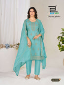 Blue Hills Golden Jubilee Premium Organza Embroidery Ready Made Suit