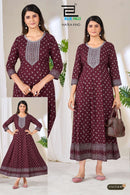 Blue Hills Premium Matka Rayon Embroidered Anarkali Style Gown
