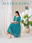 Blue Hills Premium Matka Rayon Embroidered Anarkali Style Gown