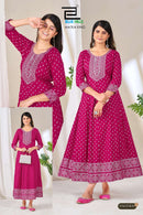 Blue Hills Premium Matka Rayon Embroidered Anarkali Style Gown