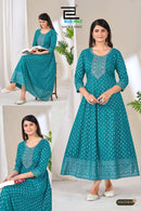 Blue Hills Premium Matka Rayon Embroidered Anarkali Style Gown