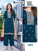 Blue Hills Moon Light Silk Premium Embroidered Work Suits