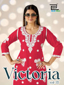 Victoria Vol 35 Blue Hills Premium Designer Rayon Kurti Set
