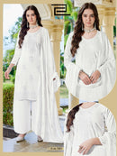 Blue Hills White Lily Fancy Embroidery Rayon Kurti Palazzo Set