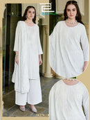 Blue Hills White Lily Fancy Embroidery Rayon Kurti Palazzo Set