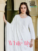 Blue Hills White Lily Fancy Embroidery Rayon Kurti Palazzo Set