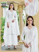 Blue Hills White Lily Fancy Embroidery Rayon Kurti Palazzo Set