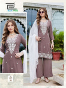 Blue Hills Ziva Vol 3 Premium Rayon Embroidered Kurti Plazzo Dupatta Se