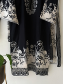 Elegant Black Pure Cotton Heavy Patch Work Pakistani Suit