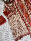 Premium Muslin Pakistani Embroidered Salwar Suit With Printed Dupatta
