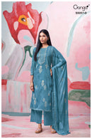 Ganga Deyra 5057 Cotton Satin Embroidered Salwar Suit Set