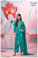 Ganga Deyra 5057 Cotton Satin Embroidered Salwar Suit Set