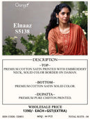 Ganga Elnaaz 5138 Cotton Satin Printed Embroidery Work Suit