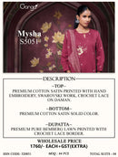 Ganga Mysha 5051 Cotton Satin Print Embroidered Designer Suit