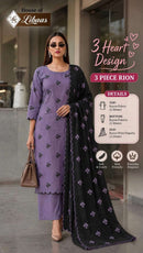 House of Libas 3 Heart Design Premium Rayon Printed Fancy Work Suits