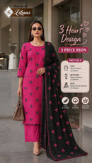 House of Libas 3 Heart Design Premium Rayon Printed Fancy Work Suits