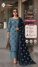 House of Libas 3 Heart Design Premium Rayon Printed Fancy Work Suits