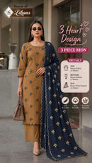 House of Libas 3 Heart Design Premium Rayon Printed Fancy Work Suits