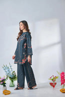 Eira Midnight Teal Floral Printed Co ord Set