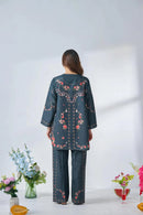 Eira Midnight Teal Floral Printed Co ord Set