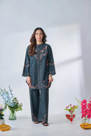 Eira Midnight Teal Floral Printed Co ord Set