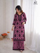 INLI Chikankari Premium Rayon Fancy Thread Work Kurti Set