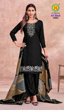 JT All Black Vol 38 Rayon Fancy Work Salwar Suit Sets