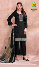 JT All Black Vol 38 Rayon Fancy Work Salwar Suit Sets