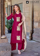 Kadlee Royal Queen Premium Silk  Fancy Embroidery 3 Piece Suit Set