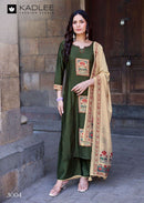 Kadlee Royal Queen Premium Silk  Fancy Embroidery 3 Piece Suit Set