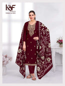 KAF Fabric 24 Carat Edition 3 Designer Rayon Fancy Work Suit