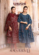 Khushi Anarkali Vol 5 Premium Cotton Printed Kurti Pant Dupatta Set