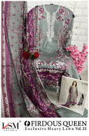 LSM Galleria Firdous Queen Vol 21 Lawn Cotton Printed Suit