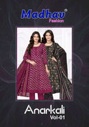 Madhav Fashion Anarkali Vol 1 Premium Cotton Kurti Pant & Dupatta Set