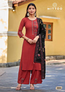 Mittoo Noorika Designer Rayon Kurti Pant Dupatta Set