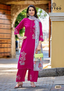 Mittoo Noorika Designer Rayon Kurti Pant Dupatta Set