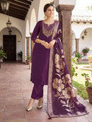 OSSM Mahira Designer Viscose Silk Embroidered Work Suit Set