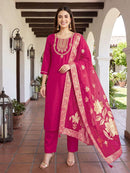 OSSM Mahira Designer Viscose Silk Embroidered Work Suit Set