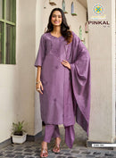 Passion Tree Pinkal Vol 1 Premium Silk Fancy Work Kurti Pant Dupatta Set